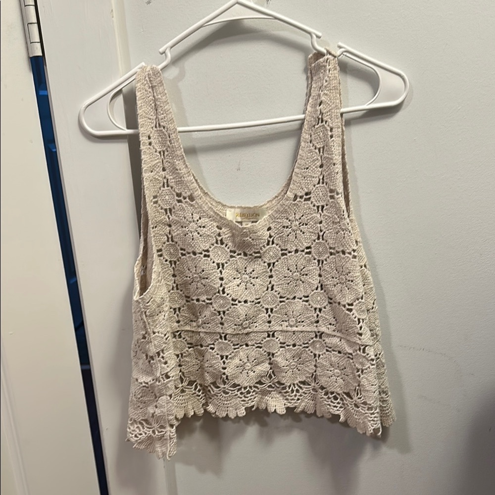 Rebellion Cream Cropped Tank Top